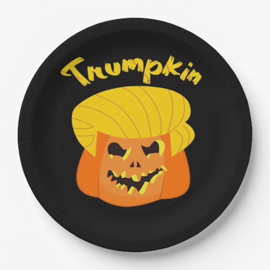 Trumpkin Pumpkin Halloween Design - Retro Slogan Papieren Bordje (Voorkant)
