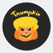 Trumpkin Pumpkin Halloween Design - Retro Slogan Ronde Sticker (Voorkant)