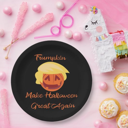 Trumpkin Pumpkin Halloween Design – Spooky Basic S Papieren Bordje (Feest)