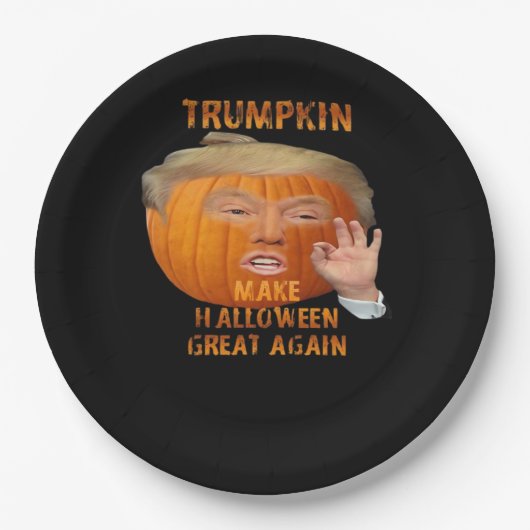 Trumpkin Pumpkin maakt Halloween weer geweldig Papieren Bordje (Voorkant)