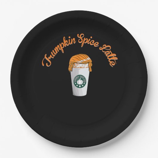 Trumpkin Pumpkin Spice Latte Vakantie Koffie Papieren Bordje (Voorkant)