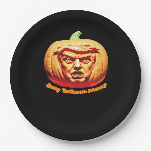 Trumpkin Scary Halloween Pumpkin Best Art Design C Papieren Bordje (Voorkant)