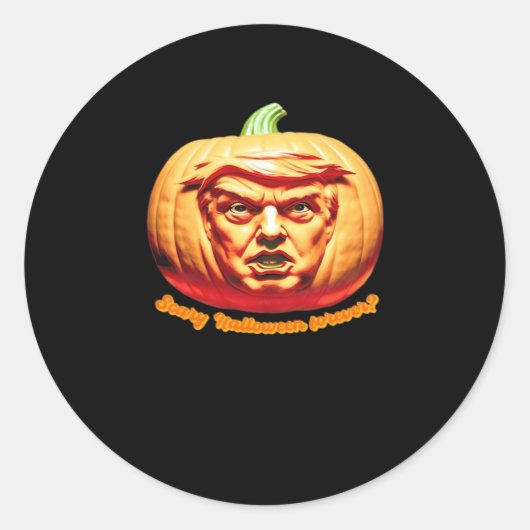 Trumpkin Scary Halloween Pumpkin Best Art Design C Ronde Sticker (Voorkant)