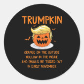 Trumpkin Sinaasappel aan de buitenkant Anti-Trump  Ronde Sticker (Voorkant)