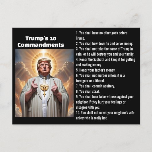 Trumps 10 geboden briefkaart (Voorkant)