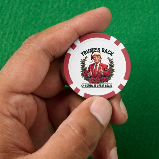Trump's Back Christmas is weer geweldig Kerstman Poker Chips (Hand)
