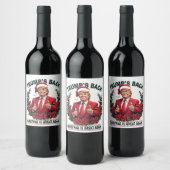 Trump's Back Christmas is weer geweldig Kerstman Wijn Etiket (Flessen)