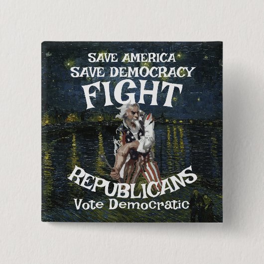TRUMPS DODE HG FV LF FEESTPARTIJ LEVEN TEE VIERKANTE BUTTON 5,1 CM (Voorkant)