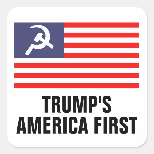 Trump's eerste hamer en sikkel vlag vierkante sticker (Voorkant)