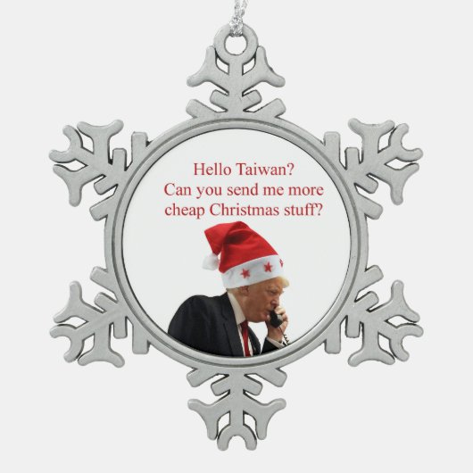 Trump's kerstoproep aan Taiwan Tin Sneeuwvlok Ornament (Voorkant)