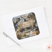 TRUMP'S NEK SCROTUM IS ZWANGER VIERKANTE STICKER (Envelop)