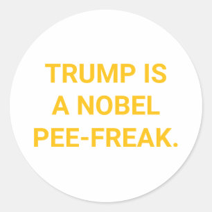 TRUMP'S NOBEL IN JE PLAS Hankamer Artjunkhaus Comi Ronde Sticker
