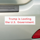 Trump's Plundering De Amerikaanse Hankamer Artjunk Bumpersticker (Op auto)