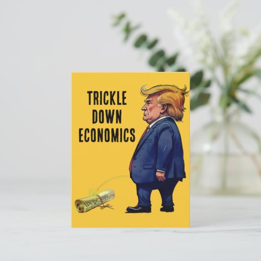Trump's trickle down economie briefkaart (Staand voorkant)
