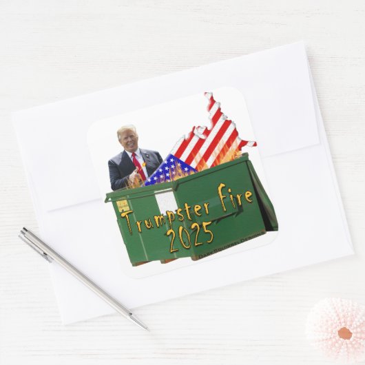 Trumpster Fire (textuur van olieverf) Vierkante Sticker (Envelop)