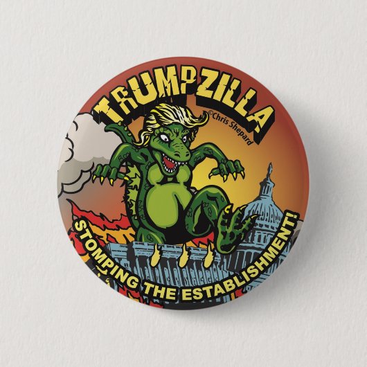Trumpzilla! Godlizard Politieke Trump Pin Dinosaur Ronde Button 5,7 Cm (Voorkant)