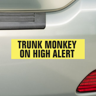 Trunk Monkey Funny Warning Car Bumpersticker