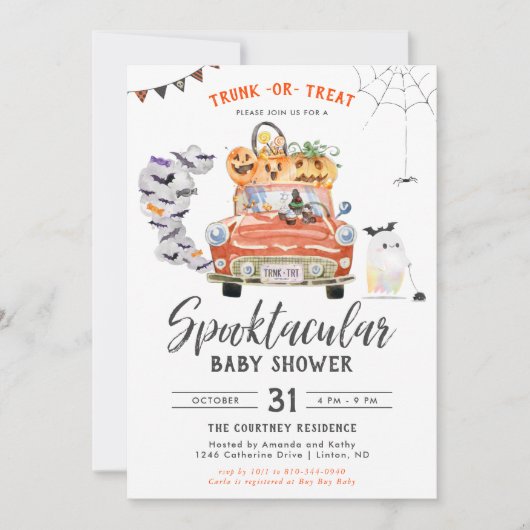Trunk of behandelen | Halloween Baby shower Kaart (Voorkant)