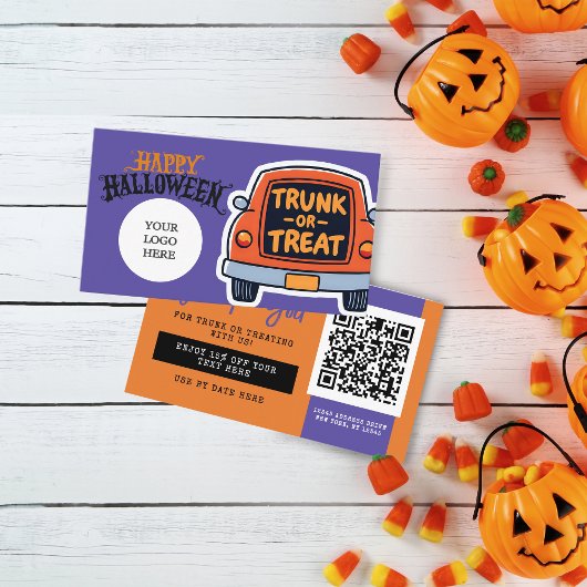 Trunk of Treat Halloween Coupon Visitekaartje