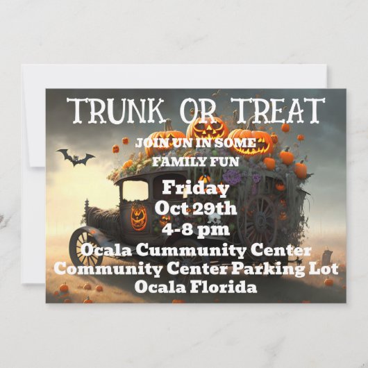 Trunk of Treat Halloween Kaart (Voorkant)
