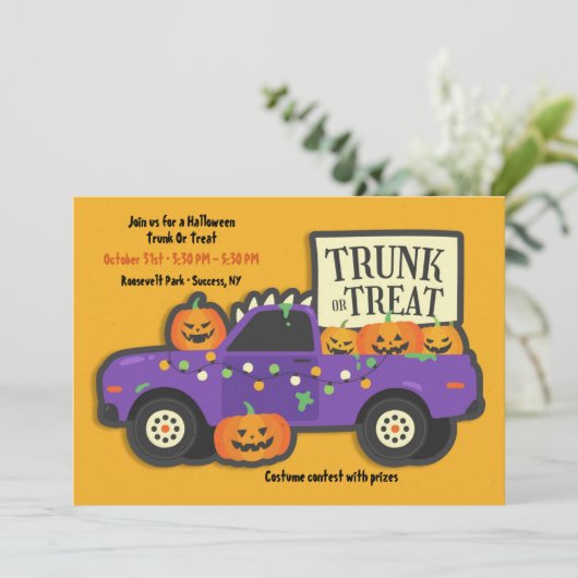 Trunk of Treat Halloween Kaart (Staand voorkant)