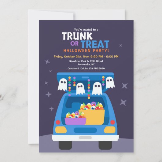 Trunk- of Treat-halloween-partij Kaart (Voorkant)