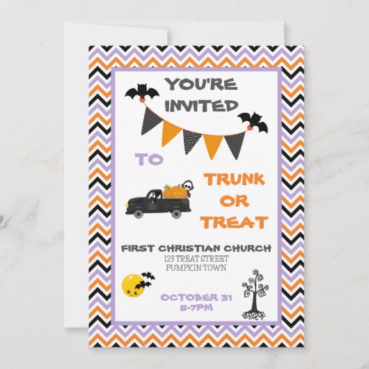 Trunk of Treat Halloween Party Kaart (Voorkant)
