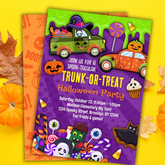 Trunk of Treat Halloween Party uitnodiging voor ki