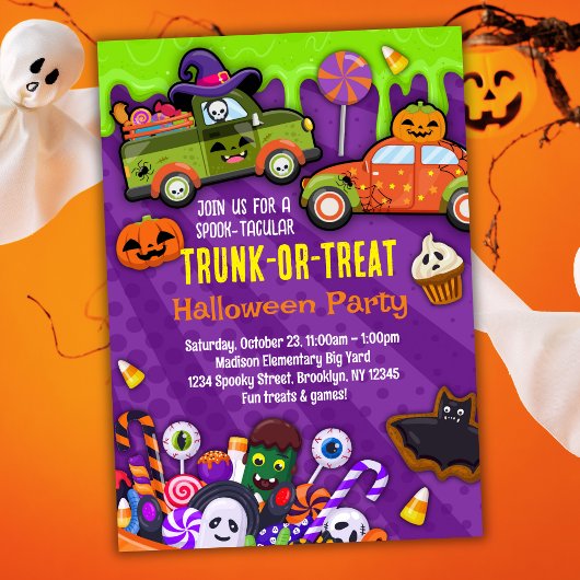 Trunk of Treat Halloween Party uitnodiging voor ki