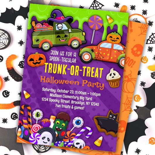 Trunk of Treat Halloween Party uitnodiging voor ki