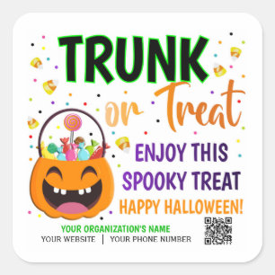 Trunk of Treat Halloween QR Code Treat Vierkante Sticker