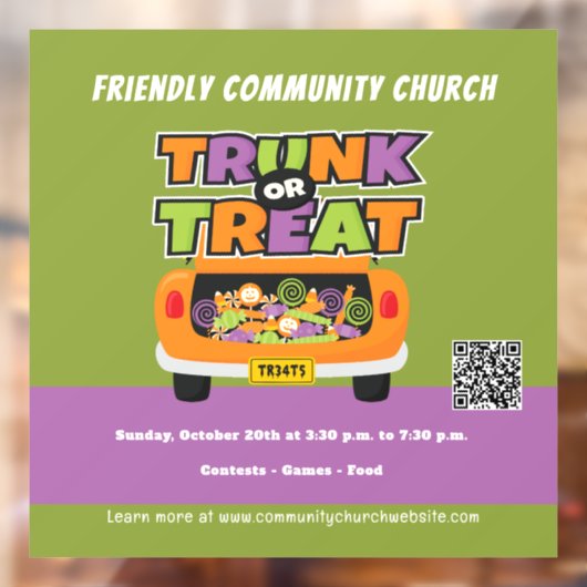 Trunk of Treat Halloween Raamsticker (Vel 2)