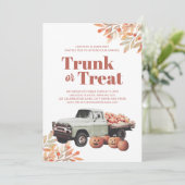Trunk of Treat Halloween Waterverf Pumpkin Truck Kaart (Staand voorkant)