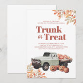 Trunk of Treat Halloween Waterverf Pumpkin Truck Kaart (Voorkant / Achterkant)