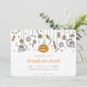 Trunk of Treat Modern Chic Halloween Party Kaart (Staand voorkant)