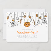 Trunk of Treat Modern Chic Halloween Party Kaart (Voorkant)