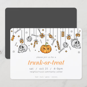 Trunk of Treat Modern Chic Halloween Party Kaart