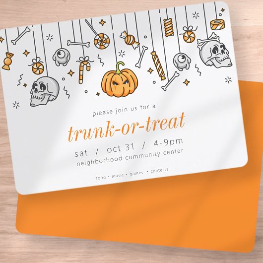 Trunk of Treat Modern Chic Halloween Party Kaart