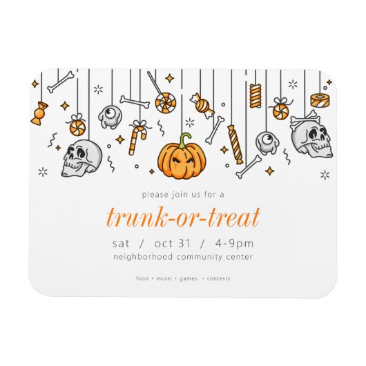 Trunk of Treat Modern Chic Halloween Party Magneet (Horizontaal)