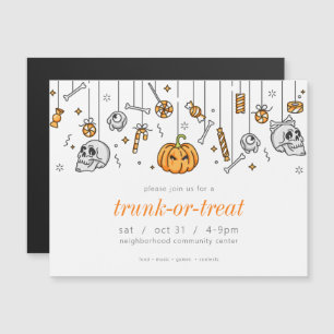 Trunk of Treat Modern Chic Halloween Party Magnetische Uitnodiging