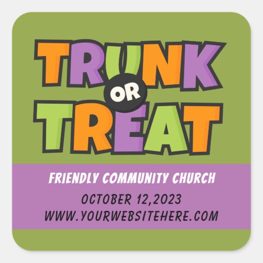 Trunk of Treat Party Church Evenement Vierkante Sticker (Voorkant)