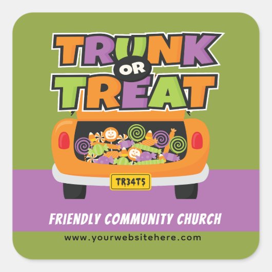 Trunk of Treat Party Event Vierkante Sticker (Voorkant)