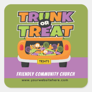 Trunk of Treat Party Event Vierkante Sticker