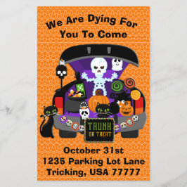 Trunk of Treat Skeleton Halloween 5,5 x 8,5 Flyer