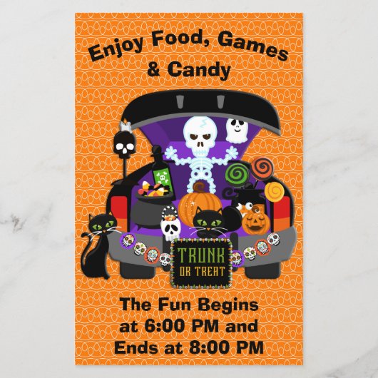 Trunk of Treat Skeleton Halloween 5,5 x 8,5 Flyer (Achterkant)