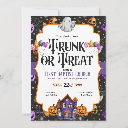 Trunk- of Treat-uitnodiging Kaart (Voorkant)