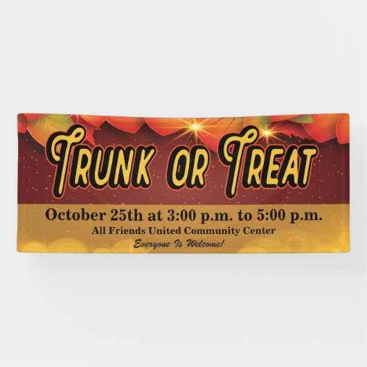 Trunk or Treat Community Church Fall Leaves Spandoek (Horizontaal)