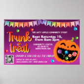 Trunk or Treat Halloween Banner QR-code Poster (Voorkant)