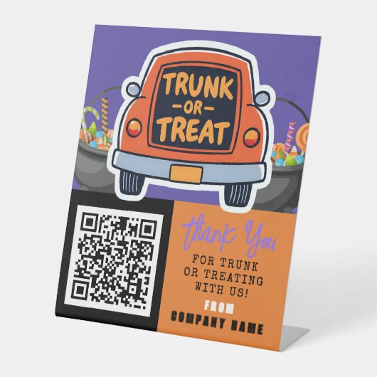 Trunk or Treat Halloween Business Bedankt Reclamebord Met Voetstuk (Voorkant)