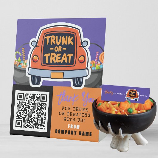 Trunk or Treat Halloween Business Bedankt Reclamebord Met Voetstuk